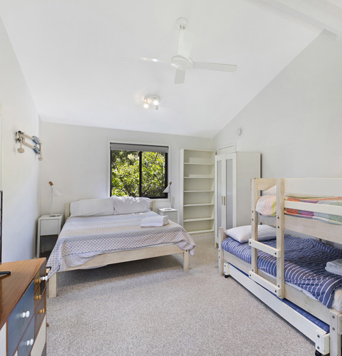 A truly family holiday room with queen bed, private balcony and double bunk beds for the kids - perfect.