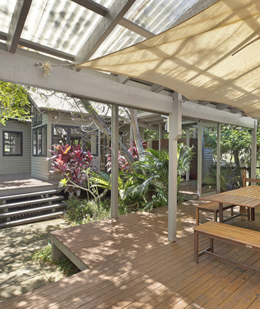 Outside shaded decks with garden and separate Annex. Great for entertaining, relaxing, playing and the pets. Just what you want for your family holiday at Copa Beachside.